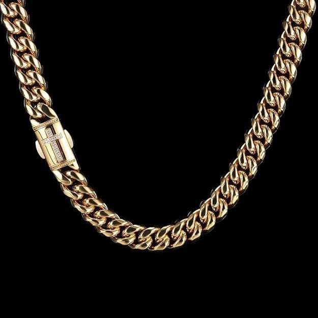 18k Gold Men'S Pure Cuban Chain Moissanite Necklace, Hip-Hop Necklace, Punk Style Suitable For Men'S Valentine'S Day, Father'S Day, Christmas Gift Box