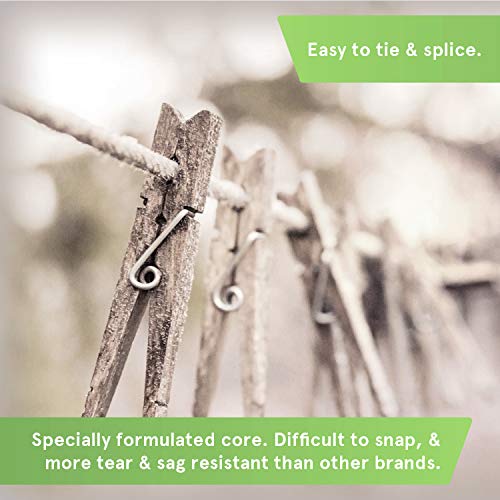 “The Strongest” Natural Cotton Clothesline Pulley by Smith’s® | 20m/66ft X 5.5mm | Soft Braided 130kgs Pulling Force Rope | Snag & Tear Resistant | 1 Year Guarantee!