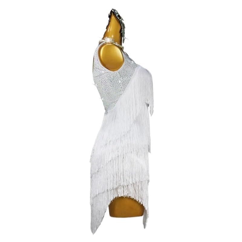 Robe de danse latine fluide à franges pour compétition de samba