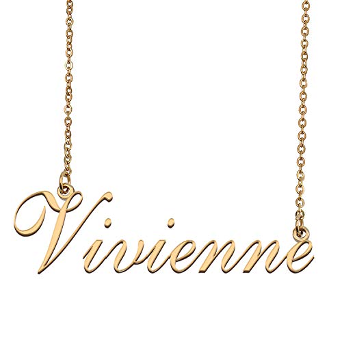 HUAN XUN Custom Personalized Name Necklace in Golden Silver for Women Vivienne