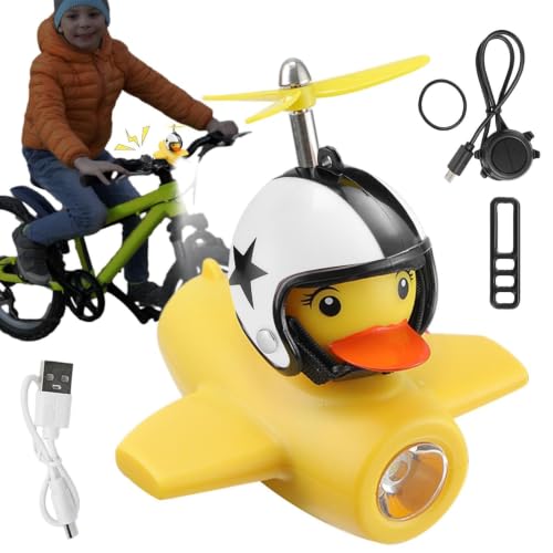 Campana de bicicleta de pato y faro de recargable con bonitos cuernos para manillar infantil
