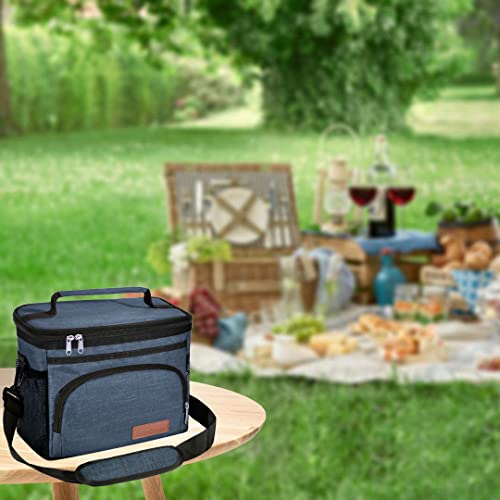Extracharm Insulated Lunch Bag For Women/Men - Reusable Lunch Box For Office Picnic Hiking Beach - Leakproof Cooler Tote Bag Organizer With Adjustable Shoulder Strap For Adults - Blue #TOP6