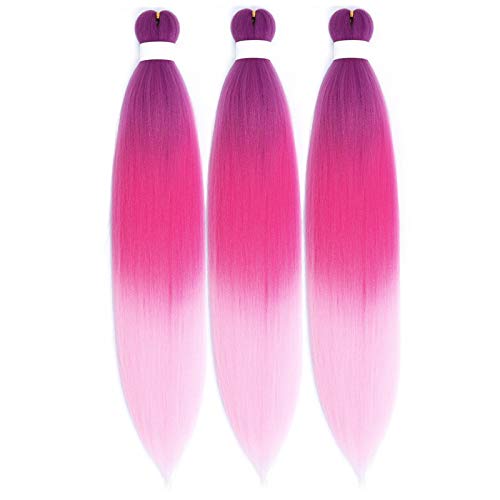 Leticia Purple Pink Braiding Hair Pre Stretched Kanekalon Box Braids Hair Extensions