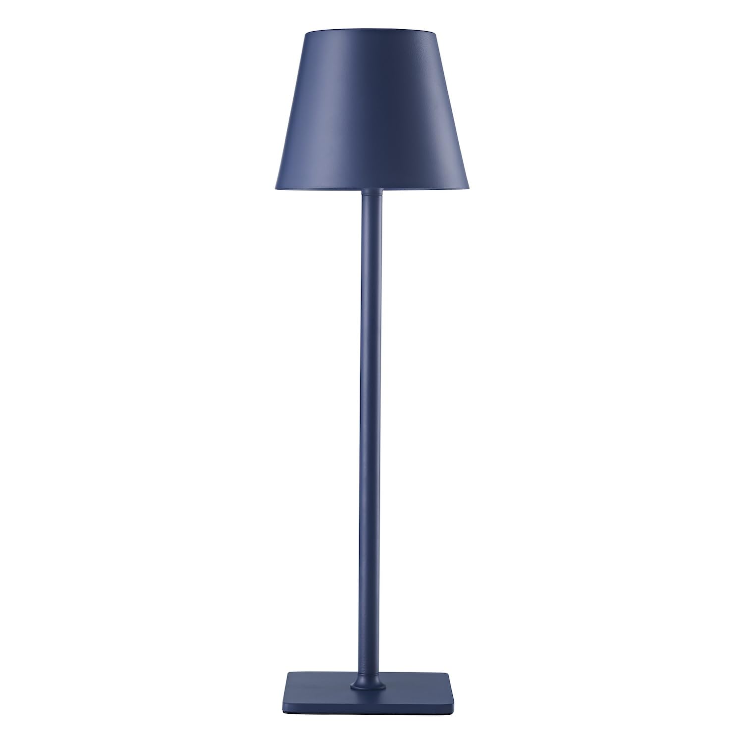 Happy Homewares Tall Navy Blue Modern Rechargeable Touch Table Lamp with Metal Shade - USB-C Cable Included | 3-Step Touch Dimmer | 5200mAh Power | 3w 3000k LED