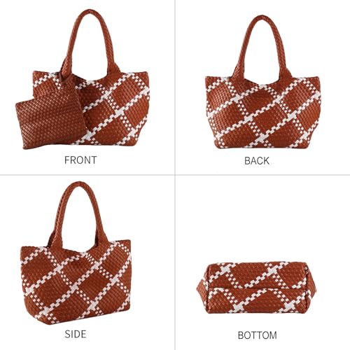 Image of SporGenius Woven Handbag Two Tone Tote Bag Vegan Leather Purse