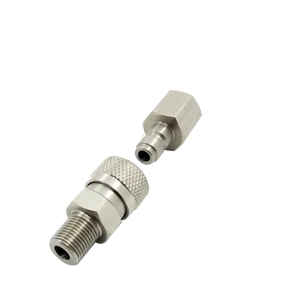 1 Set 1/8 NPT Female Male Connector and 8mm Fill Nipple Plug Quick-Disconnect Stainless Steel PCP Remote Line Adapter
