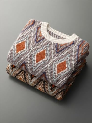 Men Crew Neck Cashmere Sweater Fall Winter Soft Warm Pullover Casual Travel Contrasting Colors Jumpers4