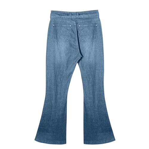 Jeans for Women's Elastic High Waist Bell Bottom Wide Leg Denim Pants Casual Flare Trouser Trousers with Pockets3