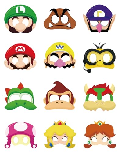 Image of Jolbndcv 12 Pcs Masks, Game Themed Cartoon Role Play Bros Party Favors, Birthday Cosplay Mask Halloween Dress Up Supply