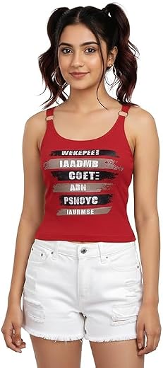 Fashiol Girls Top | Camisole with Ring-Strap Detail | Trendy Summer Party Casual Top for Teens | Regular Fit Crop top