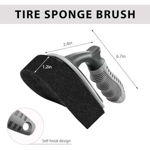 BWBWND Car Tire Shine Applicator, High-Density Sponge Tyre Dressing Applicator Pad with Curved Handle, Reusable Wheel Polishing Brush Auto Detailing Foam for Applying Tire Shine (1 PCS)