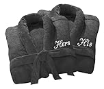 Wedding Personalised Luxury Bath Robe His Hers/Mr Mrs 100% Cotton Terry Towel Bathrobes Extra Absorbent With Belt Bath Shower Anniversary Wedding Gift (Grey His/Hers)
