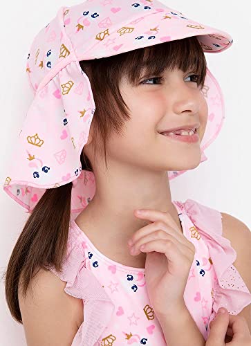 Chapeu Infantil Menina Rosa 4 a 10 anos Proteçao FPS50 PUKET Cor:Rosa;Tamanho:Unico;Genero:Feminino