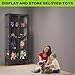 UNICOLY Glass Display Cabinet 4-Tier, Display Cabinet with Glass Doors, Curio Display Cabinet with Tempered Glass Doors,Metal Storage Cabinets for Living Room, Plant, Assembly Required, Black