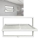Embedded Hopper Window,34x28inchs / 86x71cm White, 360° Rotation Pivot,Adjustable Ventilation,5mm Tempered Glass Aluminum Frame for Basement Bathroom