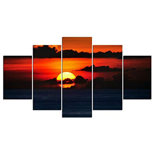 Image sur verre lever du soleil decoration salon tableau mural 5 pieces