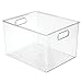 mDesign Plastic Storage Organizer Container Bin for Kitchen Organization in Pantry, Cabinet, Countertop Fridge, Refrigerator, and Freezer - Hold Food, Drink, or Snacks, Ligne Collection, Clear