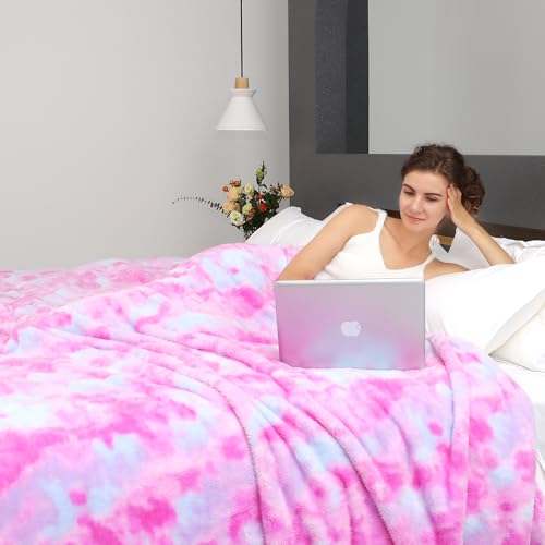 MUGD Soft Blankets Fleece Soft Fuzzy Throw Blanket Pink Warm Throw Blanket for Bed