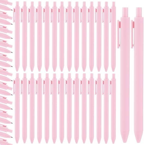 Ysglory Pink Ballpoint Pens 1.0 mm Black Ink Retractable Quick Dry Smooth Writing Pens Bulk Cute Point Rolling Ball Gel Pen for Teacher Student (50)