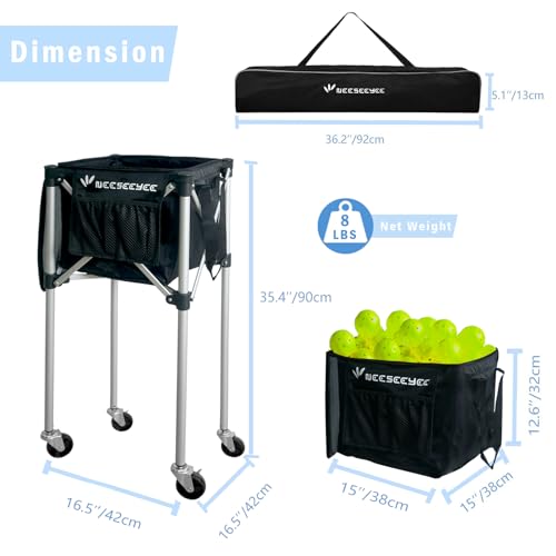 NEESEEYEE Pickleball Capacity Wheeled cart - Pickleball Storage Bag - Pickle Ball Equipment for Practice - Pickleball Training - Tennis Ball Hopper - Tennis Ball Caddy-with Water Bottle Holder by NEESEEYEE - Image 2