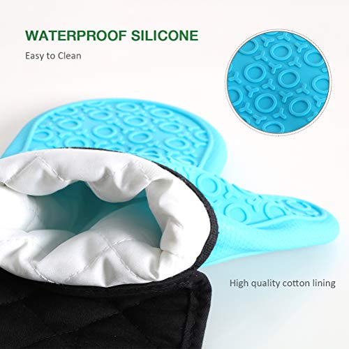 Alimat PluS Double Oven Gloves Mitts - Heat Resistant Silicone Oven Gloves Non-Slip with Cotton Lining for Kitchen, Baking, Cooking, Microwave (Blue) - Image 5