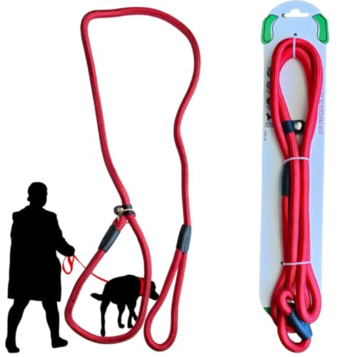 Guia Unificada e Adestramento para Cães, 1.40 Metros, Corda Vermelha 7mm, Ideal para Treinamento e P