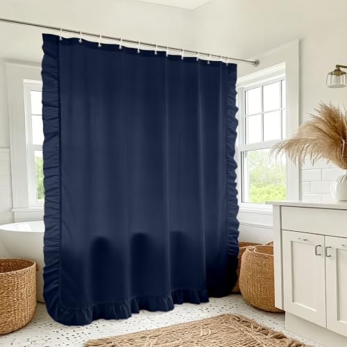 MAMUSE Ruffle Shower Curtain Cortinas de Baño Bathtub 72 x 72, Blue by mamuse（マミューズ） - Used condition - Image 7