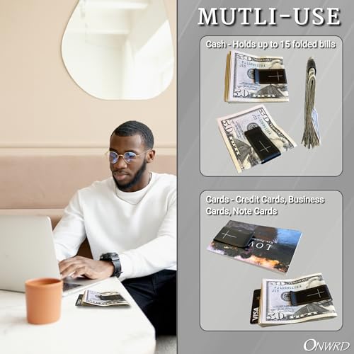 Black Titanium Money Clip for Men with Gift Box, Small Metal Money Clip, Cash Clip or Card Holder Gift for Men2