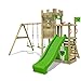 Produktbild FATMOOSE Spielturm Ritterburg BoldBaron mit Schaukel & apfelgrüner Rutsche, Spielhaus mit Sandkasten, Leiter & Spiel-Zubehör