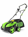 Aspiron 16” Artificial Turf Vacuum,1800w Grass Sweeper 15 Amp Lawn Sweeper Yard Power Brush with 45L Removable Leaf Collection Bag, Quick-Fold, Keeps Clear Sweepy Box