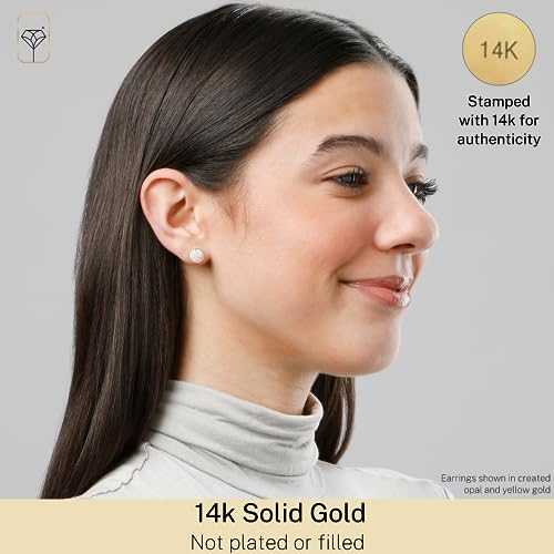 14k White or Yellow Gold Roped Halo Gemstone Round Stud Earrings for Women with Push Backs and 8mm Birthstone by MAX + STONE2