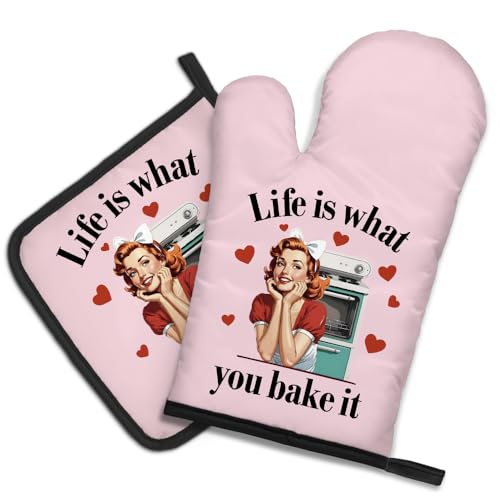 DYJYBMY Life is What You Bake It Funny Oven Mitts