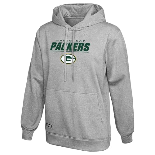 Outerstuff NFL Men's Fleece Pullover Hoodie, Green Bay Packers, Grey, Small