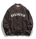 MakeYown Brief Baseballjacke Herren- Und Frauen -Freizeitmantel Für Frauen,Grau,XL