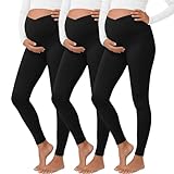 Sweetyweee 3 Pack Women's Maternity Pant Over The Belly Pregnancy Lounge Pant Lightweight Casual Loose Soft Pajama Clothes(Black, Black, Black,Medium)