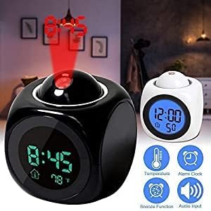 Image of Plastic Digital LCD Projector Alarm Clock Wall Projection, Voice, Weather Station, LED Temperature and Wake Up Projector for Bedroom & Students(Projection Clock)