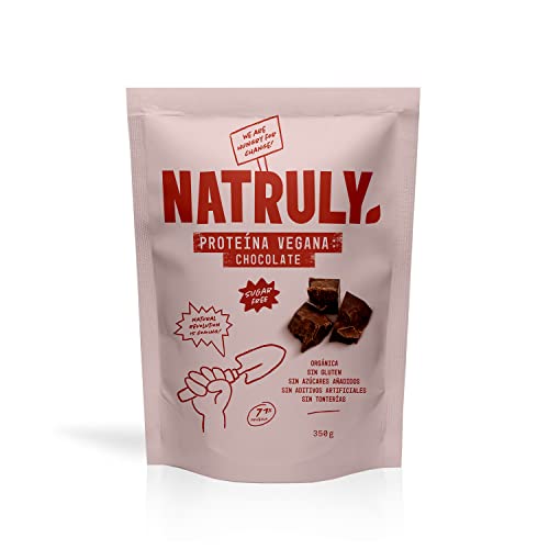 NATRULY Proteína Vegana BIO Chocolate, 81% Proteína, 100% Natural Sin Azúcar, Sin Gluten, Sin Lactosa, Sin Soja -350g Cover