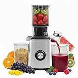 Simple Deluxe Cold Press Juicer, Slow Masticating Juicer Machines with Wide Feed Chute, Fits Whole Fruits and Vegetables, High Juice Yield, BPA Free, Easy to Clean, Silver