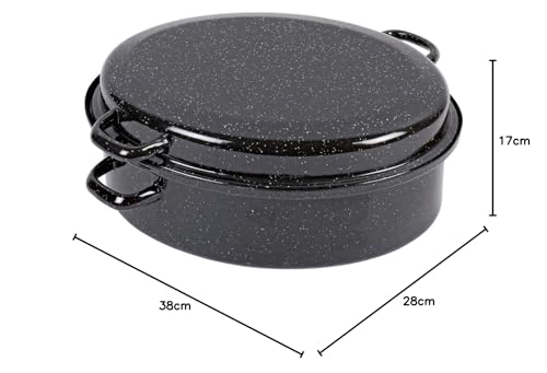Foto von Kochstar 32711038 Bräter oval ohne Ring, 38 cm, schwarz gesprenkelt