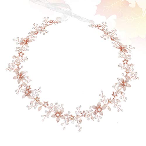 Kesyoo Wedding Crystal Belt Fashion Bridal Dress Belt Accessory Bridal Flower Waistband (Rose Gold) #TOP5