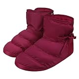 Womens Down Warm House Slippers Men Waterproof Fur Lined Bedroom Indoor Bootie Slippers Non-slip Home Shoes Ankle Snow Boots