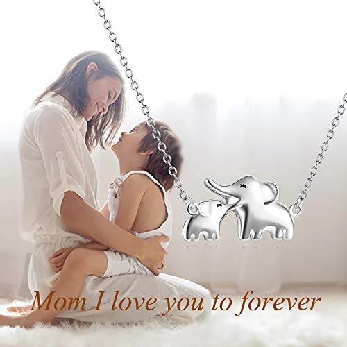 Yfn Mom Baby Elephant Necklace Sterling Silver Good Luck Elephant Necklace For Mon Women (Mom Baby Necklace) #TOP3