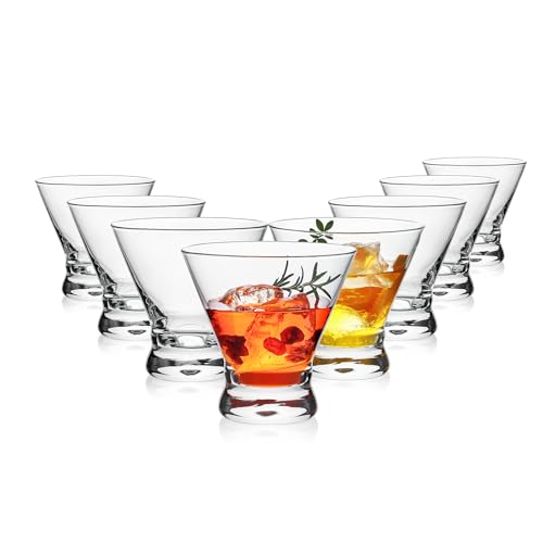 Set of 8 8oz stemless martini glasses