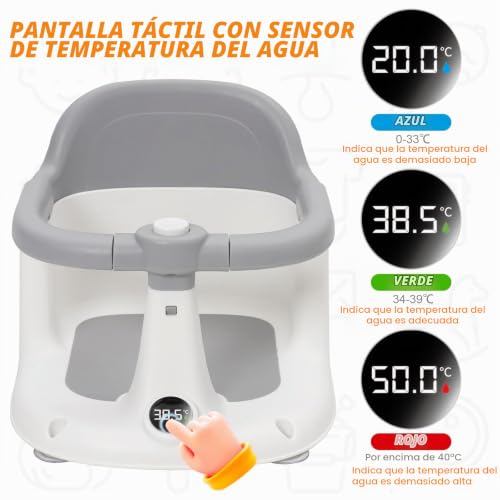 Miniatura 4 de Asiento De Baño Para Bebé De 6 Meses O Más, Asiento Bañera Bebe Antideslizante Con 4 Ventosas Fuertes, Soporte Baño Bebe Portátil Para 6 A 24 Meses, Para Ducha O Bañera Gris