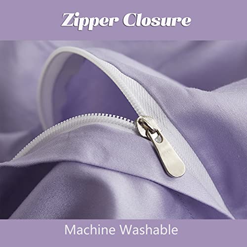 Floral Garden Style Duvet Cover Set Watercolor Purple Bedding Set Smooth Soft Flowers Green Botanical Pattern 3 Pieces 1 Comforter Cover + 2 Pillow Shams(Full/Queen, No Comforter) #TOP4