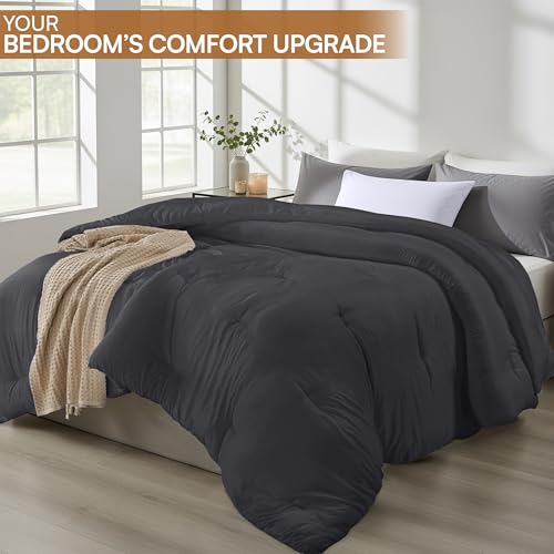 Image of Utopia Bedding All Season Down Alternative Quilted Queen Comforter, Duvet Insert with Corner Tabs, Machine Washable, Bed Comforter (Grey)