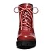 Allegra K Women's Chunky Heel Lace Up Zipper Red Combat Boots 7 M US
