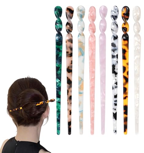 8 Pcs Hair Sticks, Vintage Hair Chopsticks Acetate Leopard Print ...