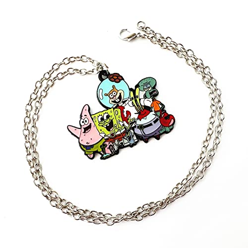 Dpzhrui Spongebo Necklace Metal Anime Gifts Pendant Necklace For Boys Girls And Women (2) #TOP1