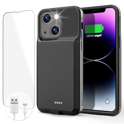 Battery Case for iPhone 14/14 Pro/13/13 Pro, Charging Case Charger Real 7000mAh Rechargeable Anti-Fall Protection Ultra-Slim Extended Juice Box for iPhone 13/13Pro/14/14 Pro Battery Case(6.1”) black Battery Case for iPhone 14/14 Pro/13/13 Pro, Charging Case Charger Real 7000mAh Rechargeable Anti-Fall Protection Ultra-Slim Extended Juice Box for iPhone 13/13Pro/14/14 Pro Battery Case(6.1”) black